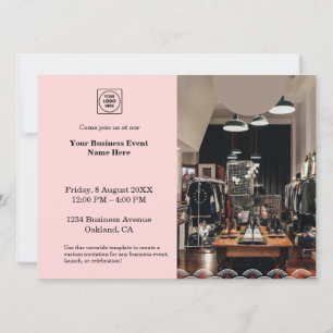 Blush Pink Photo Modern Simple Business Event Invitation