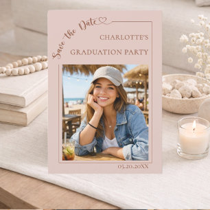 Blush Pink Photo Modern Simple Graduation party Save The Date