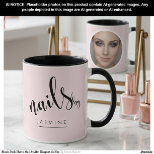 Blush Pink Photo Nail Stylist Elegant Coffee  Mug