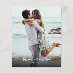 Blush Pink Photo QR Code Budget Wedding Invitation Flyer
