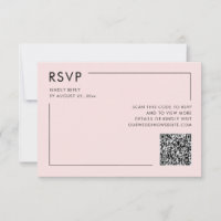 Blush Pink Photo QR Code Wedding RSVP Enclosure