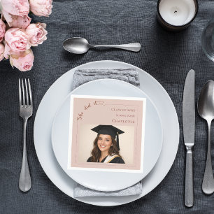 Blush pink photo She did it Graduation Party Napkin
