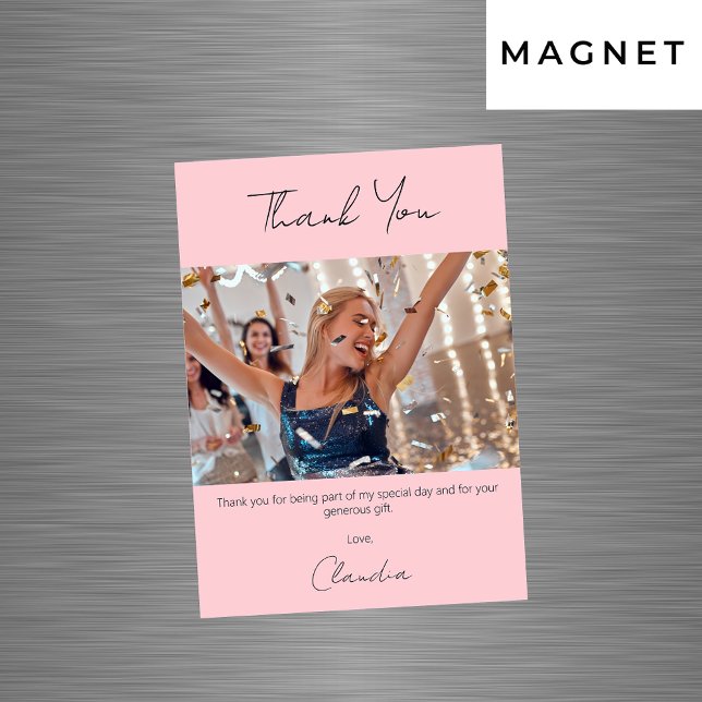 Blush pink photo thank you magnet card (Creator Uploaded)