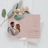 Blush Pink Photo Wedding Save The Date