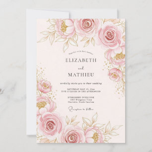 Blush Pink Picturesque Botanical Wedding Invitation