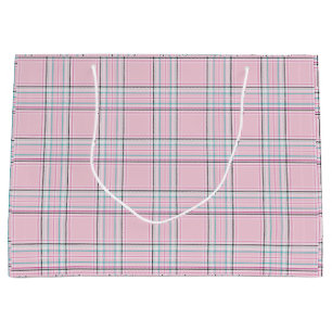Blush Pink Plaid Large Gift Bag