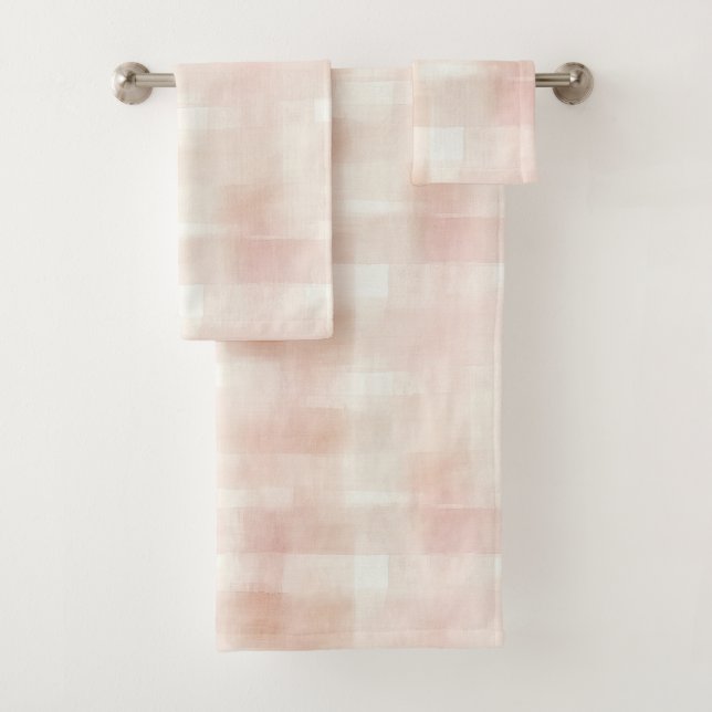 Blush Pink Plaid Stripes   Bath Towel Set (Insitu)