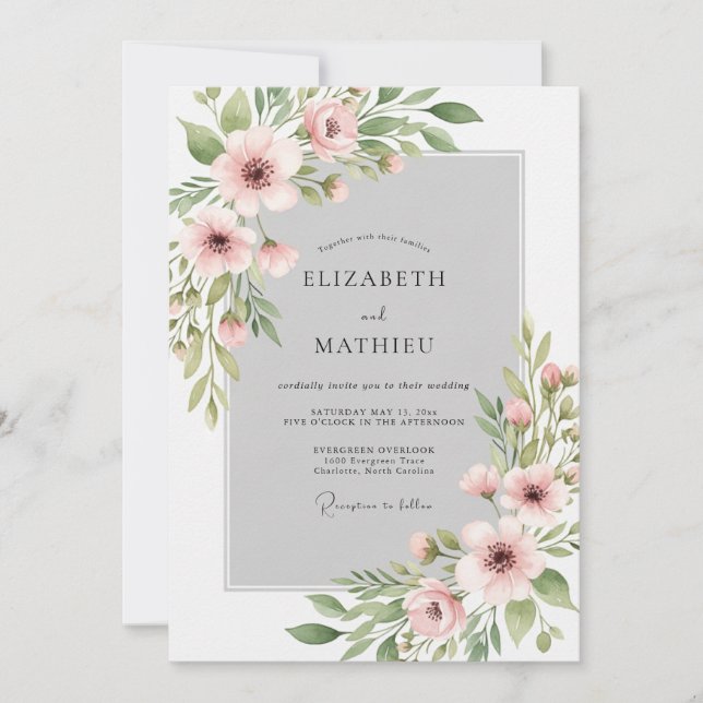 Blush Pink Polished Watercolor Wedding Invitation (Front)