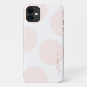 Blush Pink Polka Dot Simple Personalised iPhone 11 Case