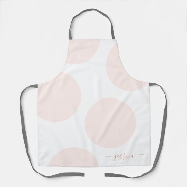 Blush Pink Polka Dot Simple Personalized Apron (Front)