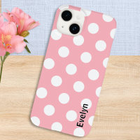 Blush Pink Polka Dots White Dotted Patterned