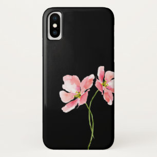 Blush pink poppy floral watercolor iPhone x case