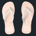 Blush Pink Preppy Script Monogram Flip Flops<br><div class="desc">PLEASE CONTACT ME BEFORE ORDERING WITH YOUR MONOGRAM INITIALS IN THIS ORDER: FIRST, LAST, MIDDLE. I will customise your monogram and email you the link to order. Please wait to purchase until after I have sent you the link with your customised design. Cute preppy flip flip sandals personalised with a...</div>