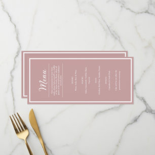 Blush Pink Pretty Wedding Reception Dinner Menu