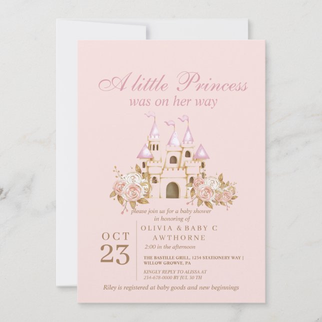 Blush Pink Princess Baby Shower Invitation (Front)