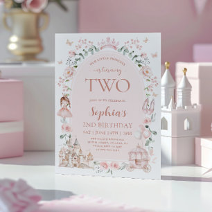 Blush Pink Princess Fairytale Girl 2nd Birthday Invitation