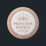 Blush Pink Princess Party Birthday Girl and Favour 6 Cm Round Badge<br><div class="desc">Sparkly pale light blush pink princess party crown button design with personalised name for the special birthday girl,  also works great as an adorable custom party favour for each party guest! Coordinating princess party supplies available in the Paper Grape Designer Shop.</div>