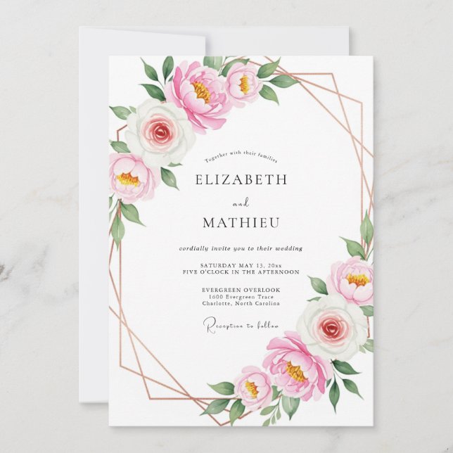 Blush Pink Pristine Botanical Wedding Invitation (Front)