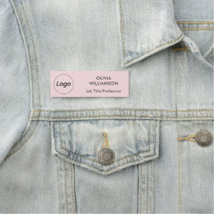 Blush Pink Professional Business Company Logo Name Tag