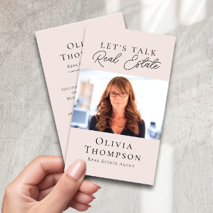 Blush Pink Professional Photo Real Estate Business Card