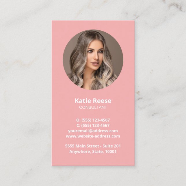 Blush Pink Professional Photo Social Media QR Code Business Card (Front)