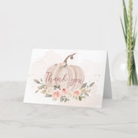 Blush Pink Pumpkin Baby Shower Thank You Card