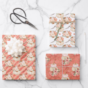 Blush Pink Pumpkin Birthday Baby Shower Girl Wrapping Paper Sheet
