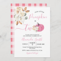 Blush Pink Pumpkin Fall in love Is Two Birthday