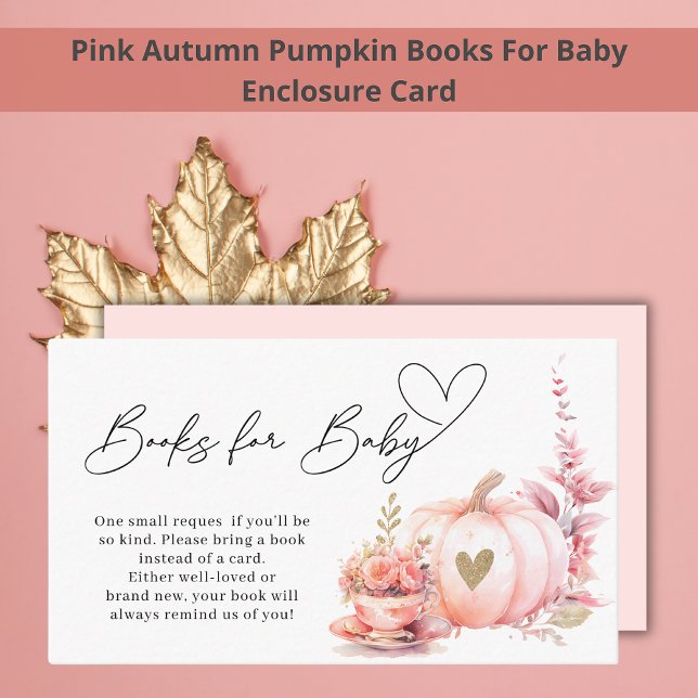 Blush Pink Pumpkin Floral Books For Baby  Enclosure Card (Creator Uploaded)