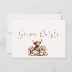  Blush Pink Pumpkin Highland Cow Diaper raffle  Thank You Card
