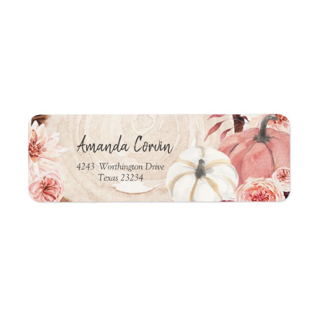 Blush Pink Pumpkin Return Address Label (Front)