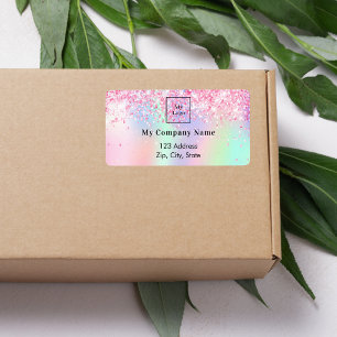 Blush pink purple business logo return address label