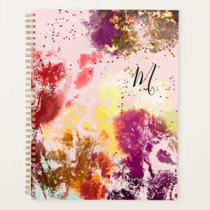 Blush Pink Purple Floral Botanical Monogrammed Planner
