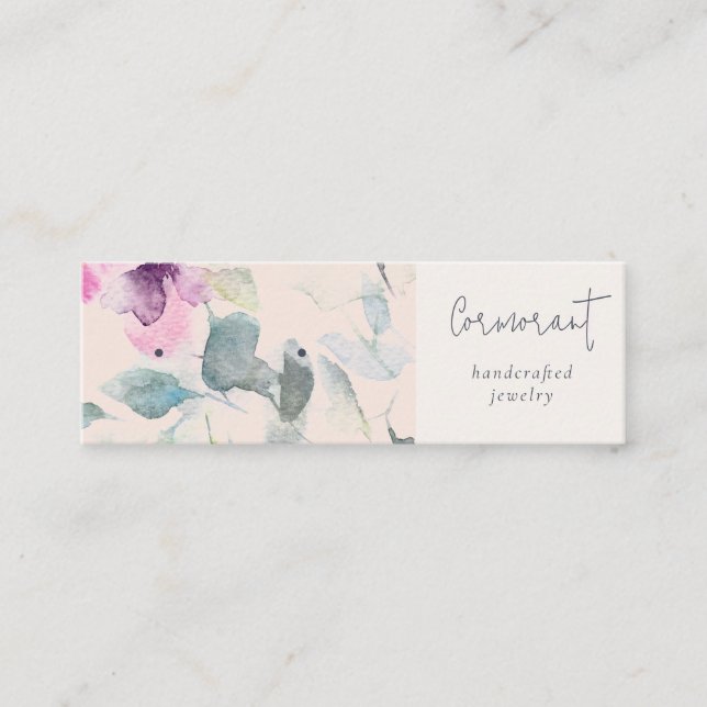 Blush Pink Purple Floral Earring Stud Hoop Holder Mini Business Card (Front)