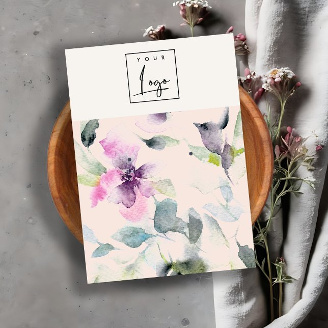 Blush Pink Purple Floral Logo Earring Stud Holder Business Card (Creator Uploaded)