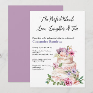 Blush Pink Purple Floral Tiered Cake Bridal Shower Invitation