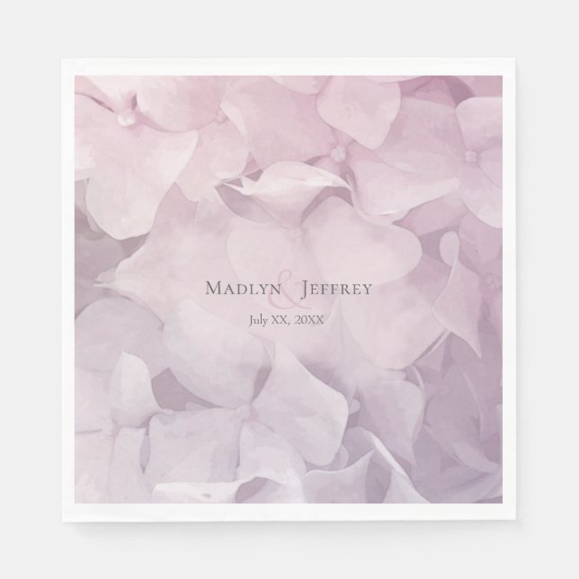 Blush pink purple hydrangea garden party napkin (Front)