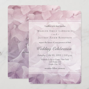 Blush Pink Purple Hydrangea Summer Floral Wedding Invitation
