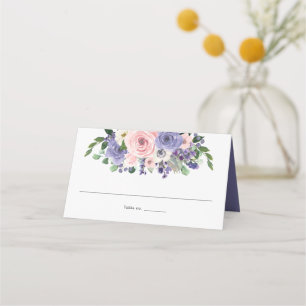 Blush Pink Purple Lavender Floral Wedding Place Card