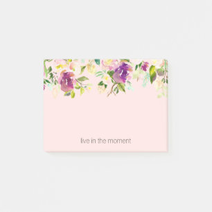 Blush Pink Purple Watercolor Floral Post-it Notes