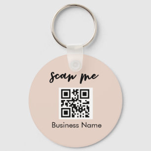 Blush Pink QR Code Business Card Your Logo Custom  Key Ring