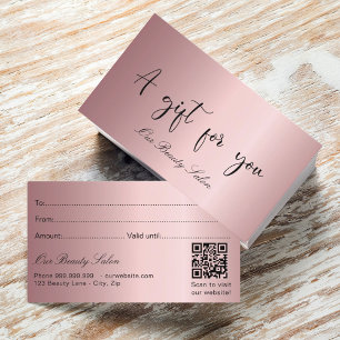 Blush pink qr code business gift certificate