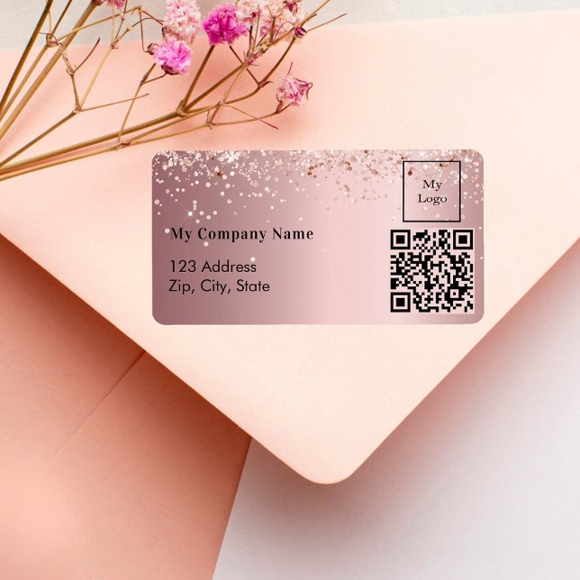 Blush pink QR code business logo return address Label (Creator Uploaded)