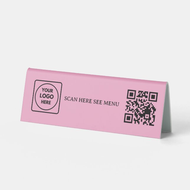 Blush Pink QR Code Menu Logo Business letterhead (Front)