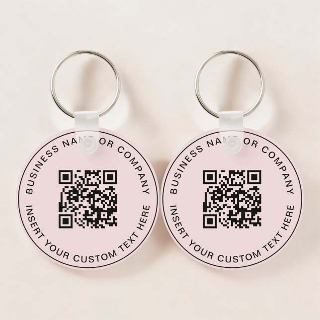 Blush Pink QR Code Modern Business  Key Ring (Creator Uploaded)