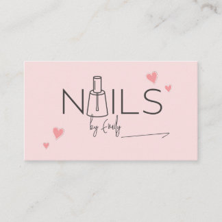 Blush Pink QR CODE Nail Salon  Business Card