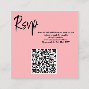 Blush Pink QR Code RSVP Card 