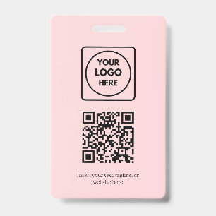 Blush Pink QR   Professional Business Logo Design ID Badge