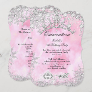 Blush pink Quinceanera 15th Winter Wonderland Invitation