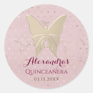 Blush Pink Quinceanera Classic Round Sticker